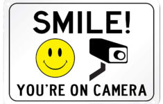Smile You re On Camera Video Surveillance Sign Retro Tin Poster 12 X 6