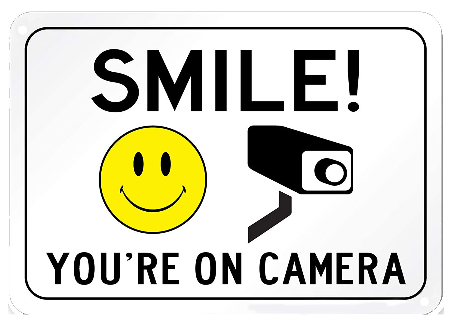 Smile You re On Camera Video Surveillance Sign Retro Tin Poster 12 X 6 