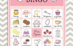 tea party bingo cards in pink 20 unique game cards printable instant Tea Party Bingo Cards In Pink 20 Unique Game Cards Printable Instant