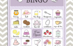 Tea Party Bingo In Purple 20 Unique Game Cards Printable