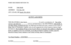 Washington Quit Claim Deed Fill Online Printable Fillable Blank