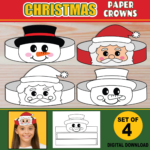 Christmas Paper Crowns For Kids | Printable Paper Hat Headbands In Printable Santa Hat For Kids