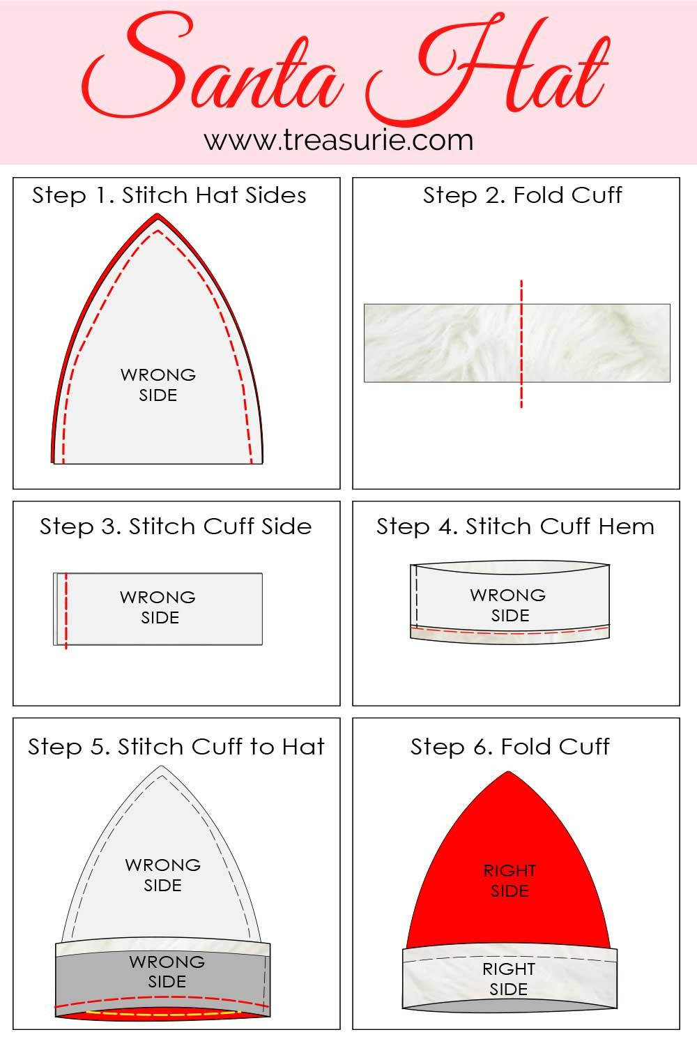 How To Make A Santa Hat {Free Santa Hat Pattern Pdf} intended for Printable Santa Hat Sewing Pattern