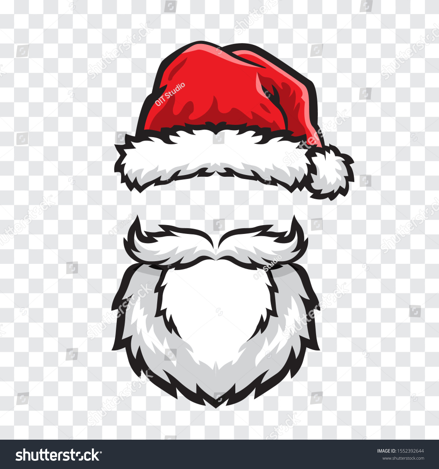 Santa Claus Hat Beard Vector Art Stock Vector (Royalty Free for Printable Santa Hat And Beard