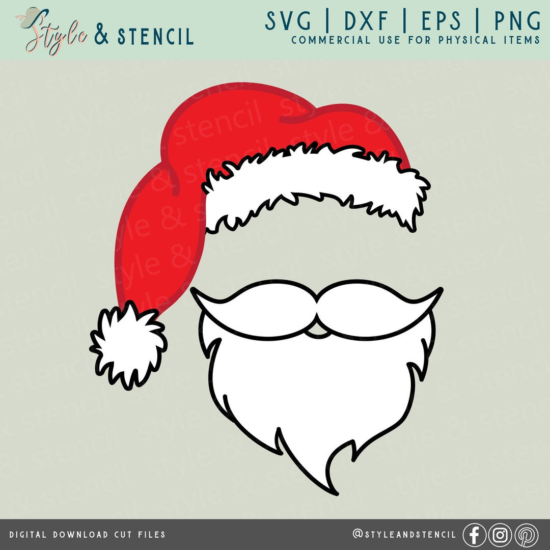 Santa Hat And Beard Svg Santa Hat Svg Santa Beard Svg Santa Hat for Santa Hat And Beard Printable