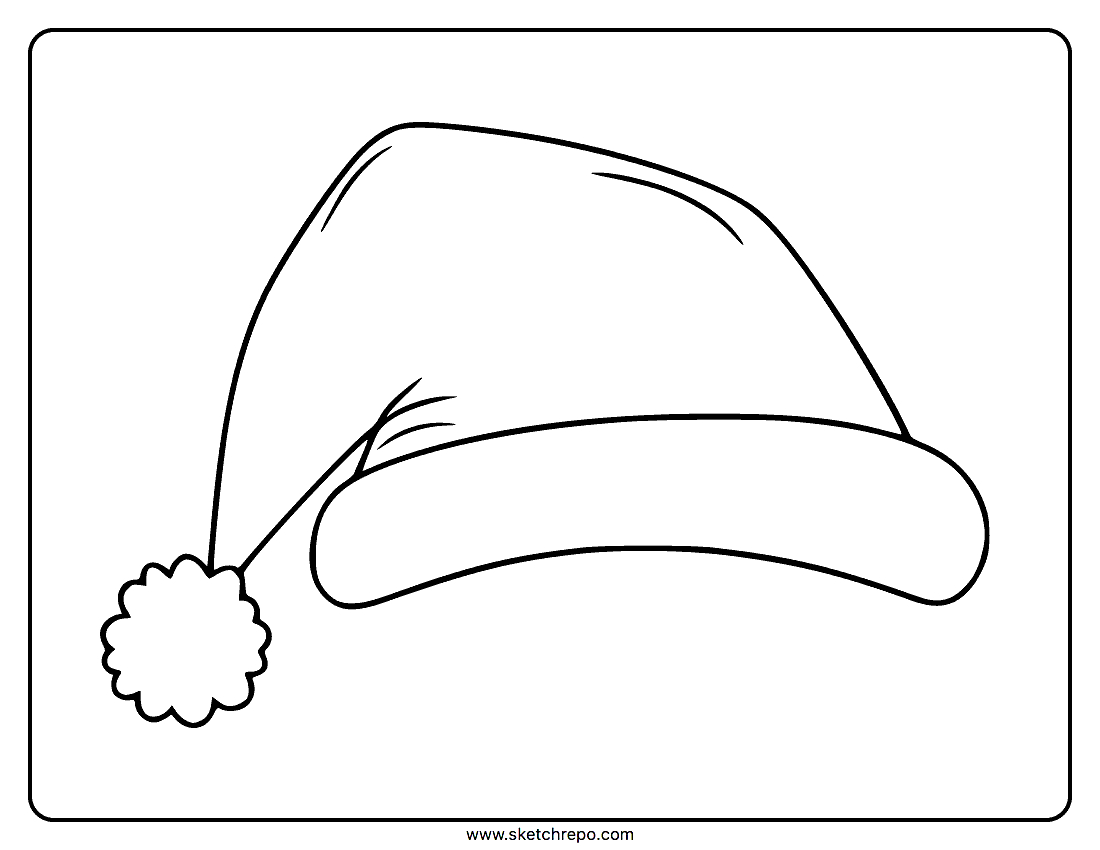 Santa Hat Coloring Page - Sketch Repo in Printable Santa Hat Coloring Page