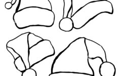 Set Of Monochrome Doodle Hats Santa Claus. Template Christmas Hat with Santa Claus Hat Template Printable