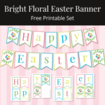Bright Floral Happy Easter Banner Free Printable For Spring Decor Throughout Happy Easter Banner Free Printable