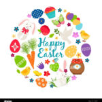 Cartoon Spring Happy Easter Printable Vector Banner With Eggs For Printable Happy Easter Poster