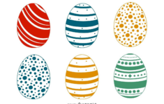 Decorated Colorful Easter Egg Set Vector Download regarding Printable Coloured Easter Eggs