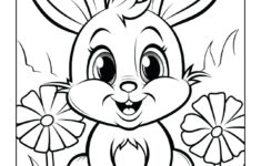Easter Bunny Coloring Pages - World Of Printables in Easter Bunny Drawing Printable