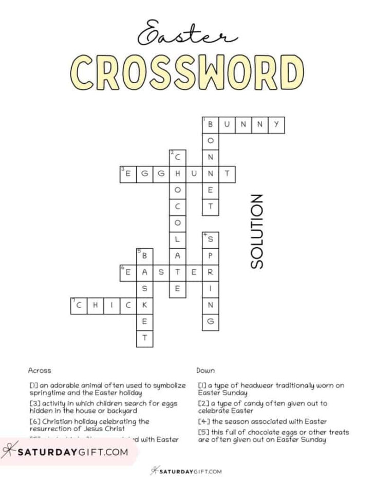 Free Printable Easter Crossword Puzzles For Adults