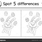 Easter Find Differences Game Children Holiday Black White For Easter Find The Differences Printable