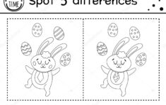 Easter Find Differences Game Children Holiday Black White for Easter Find the Differences Printable