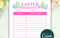 Easter Sign Up Sheet, Printable Easter Potluck Sign Up Sheet throughout Printable Easter Party Sign Up Sheet