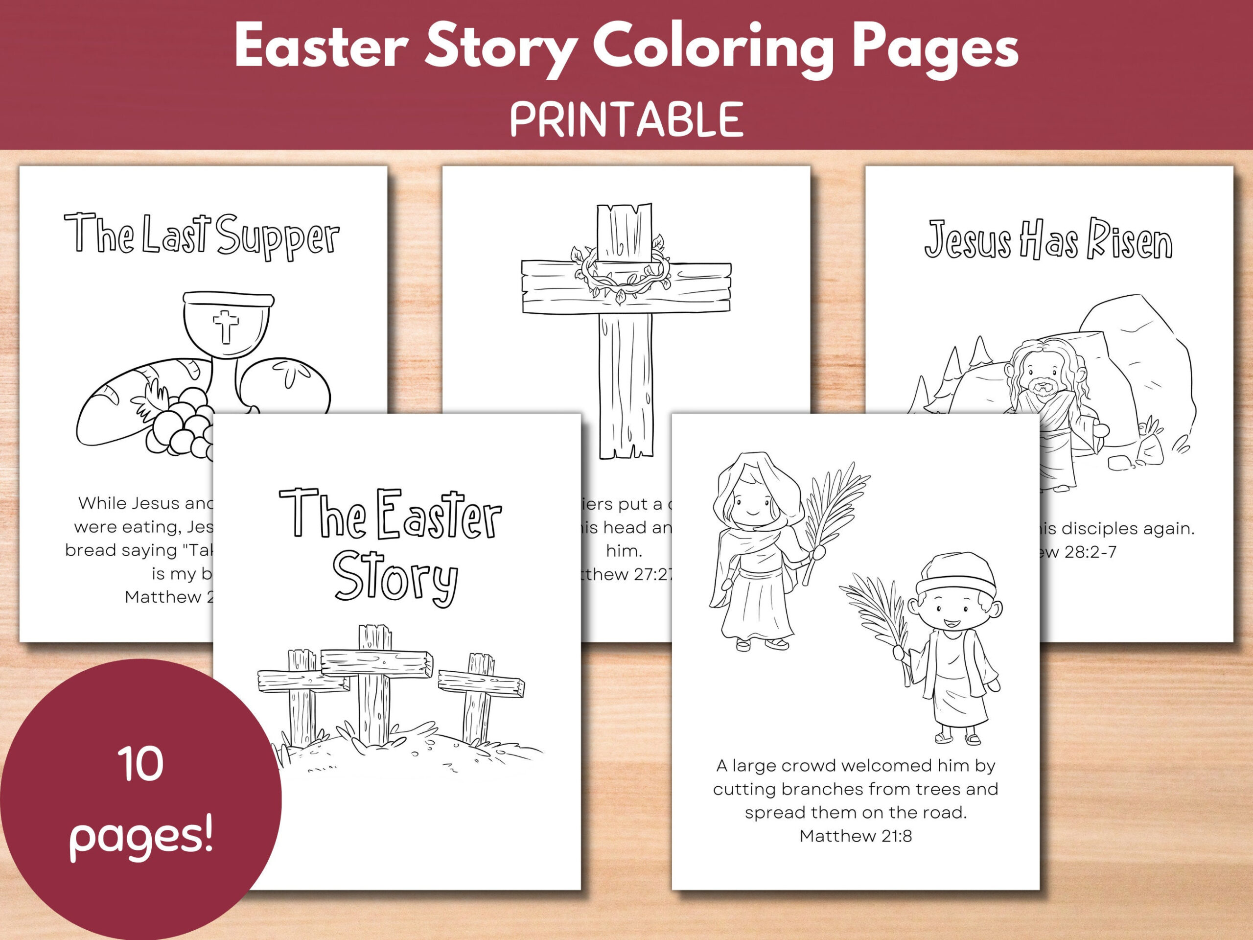 Easter Story Coloring Pages, Religious Easter Story For Kids, He for Easter Story Coloring Book Printable