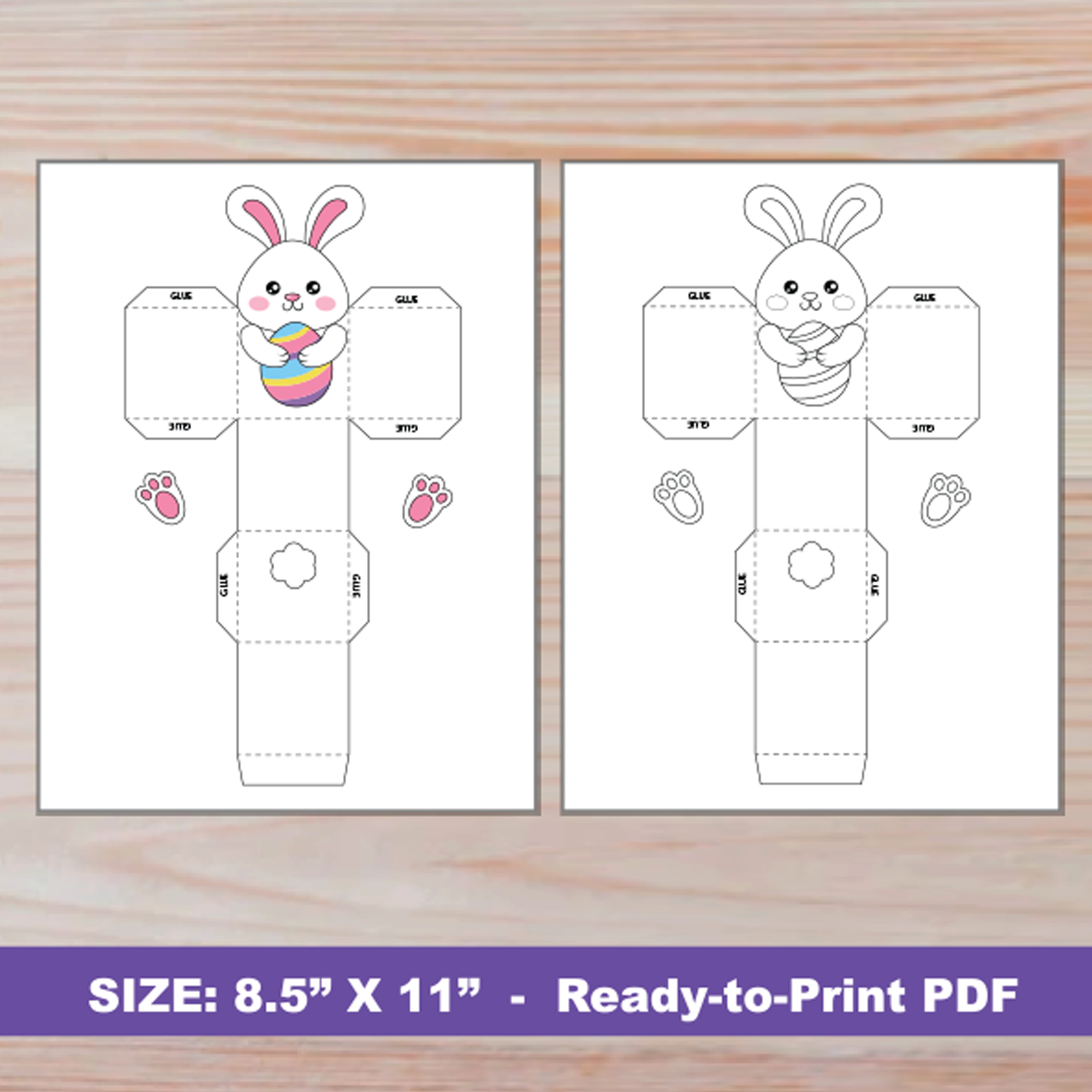 Easter Treat Box | Printable Easter Bunny Party Favor Boxes for Printable Easter Bunny Box Template