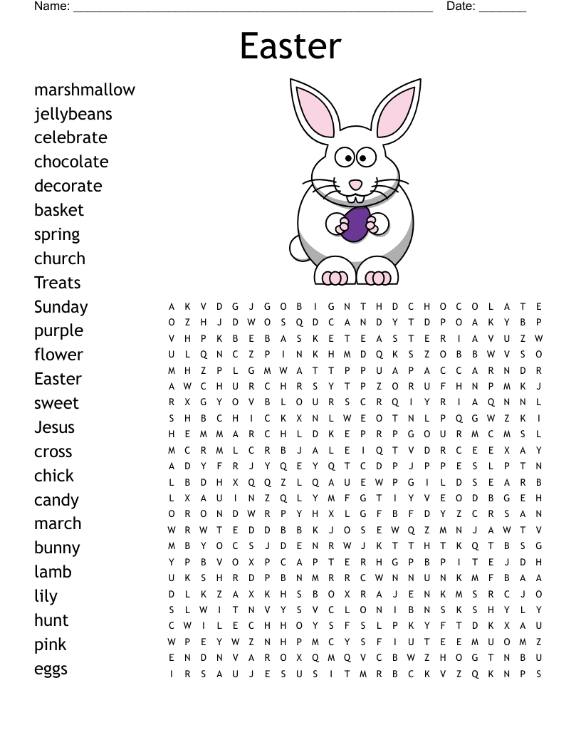 Easter Word Search - Wordmint for Hard Easter Word Search Printable