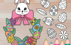 Easter Wreath Crafts Activity For Kids | Printable Easter Egg for Free Printable Easter Wreath
