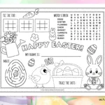 Free Printable Easter Coloring Placemat For Kids | Mrs. Merry Regarding Free Easter Printable Activities