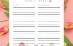 Hoja De Registro De La Fiesta De Pascua Imprimible, Lista De La within Printable Easter Party Sign Up Sheet