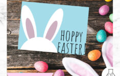 Hoppy Easter Bunny Ears Printable Card Blue Happy Easter Printable regarding Hoppy Easter Card Printable