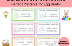 Printable Easter Egg Coupons For Kids, Egg Tokens, Egg Hunt Candy pertaining to Printable Easter Eggs Coupons