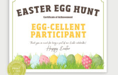 Printable Easter Egg Hunt Award Certificate, Egg-Cellent for Free Printable Easter Eggs Hunt Certificates