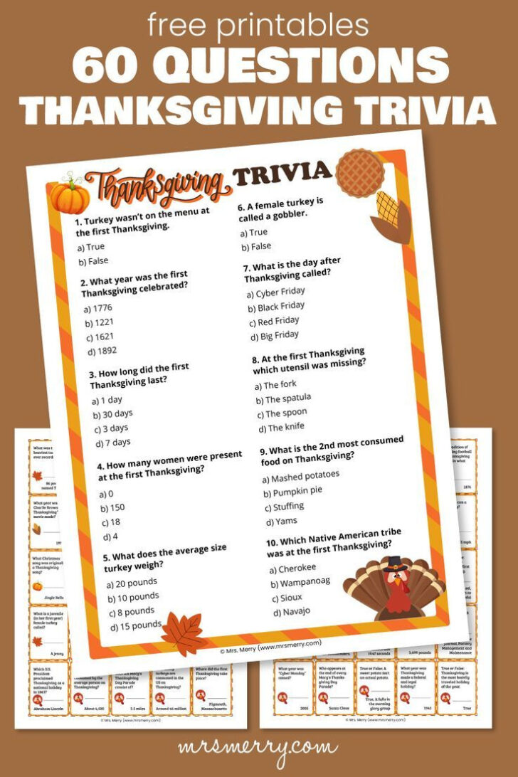 Free Printable Thanksgiving Trivia Questions and Answers Printables