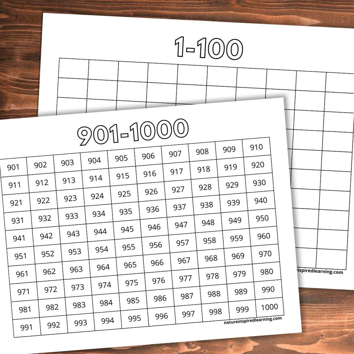 1 1000 number chart printable
