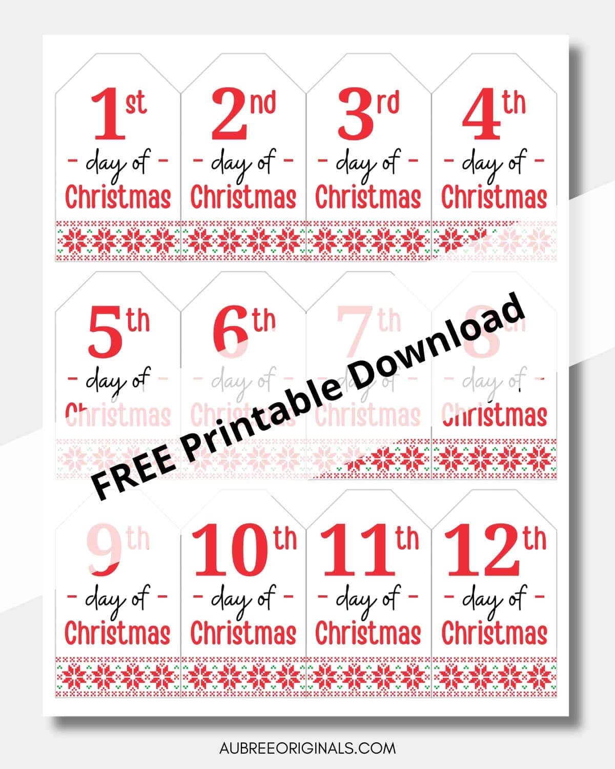 12 Days Christmas Gift Tags 12 Days Christmas Gift Tags