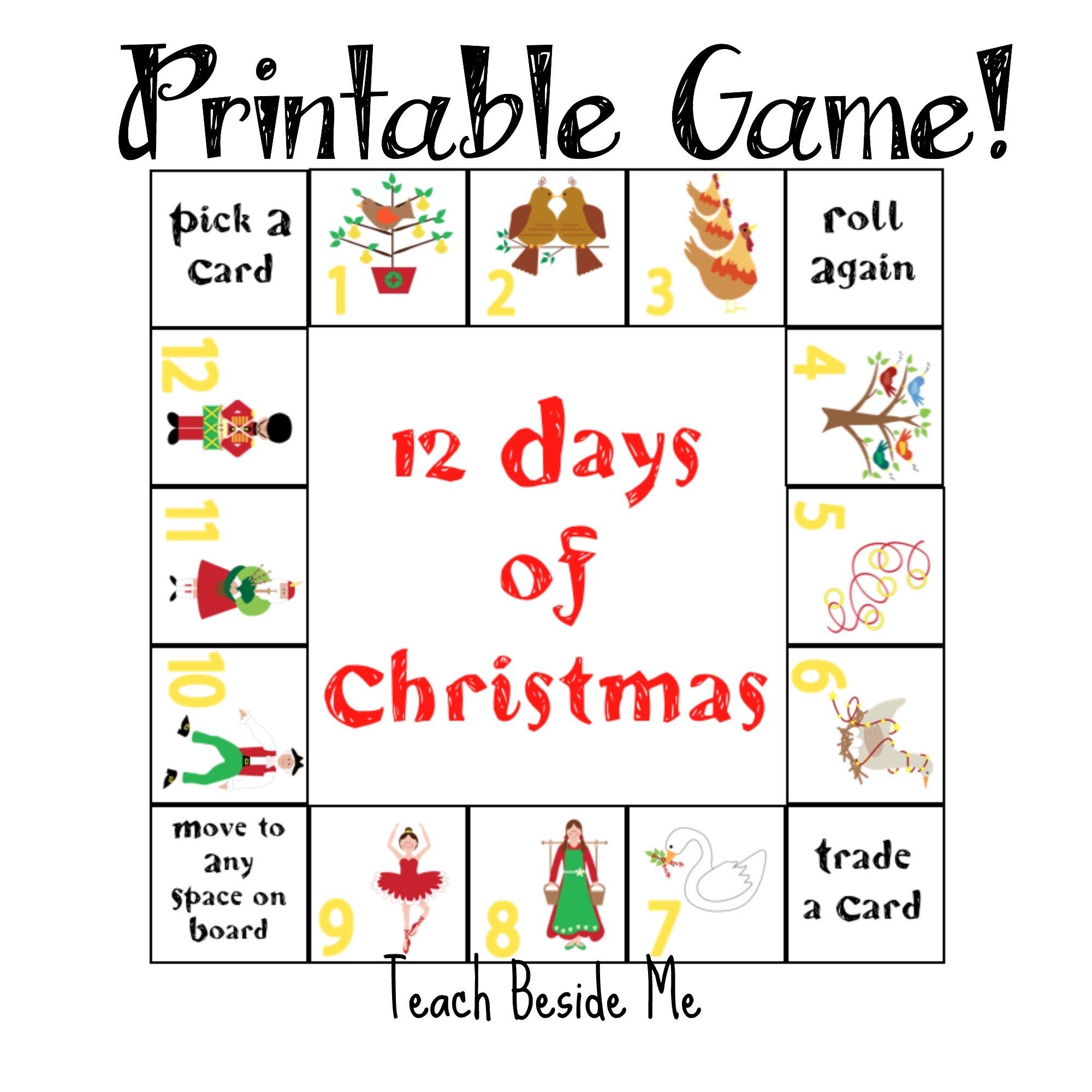 12 Days Christmas Printable Game 12 Days Christmas Printable Game