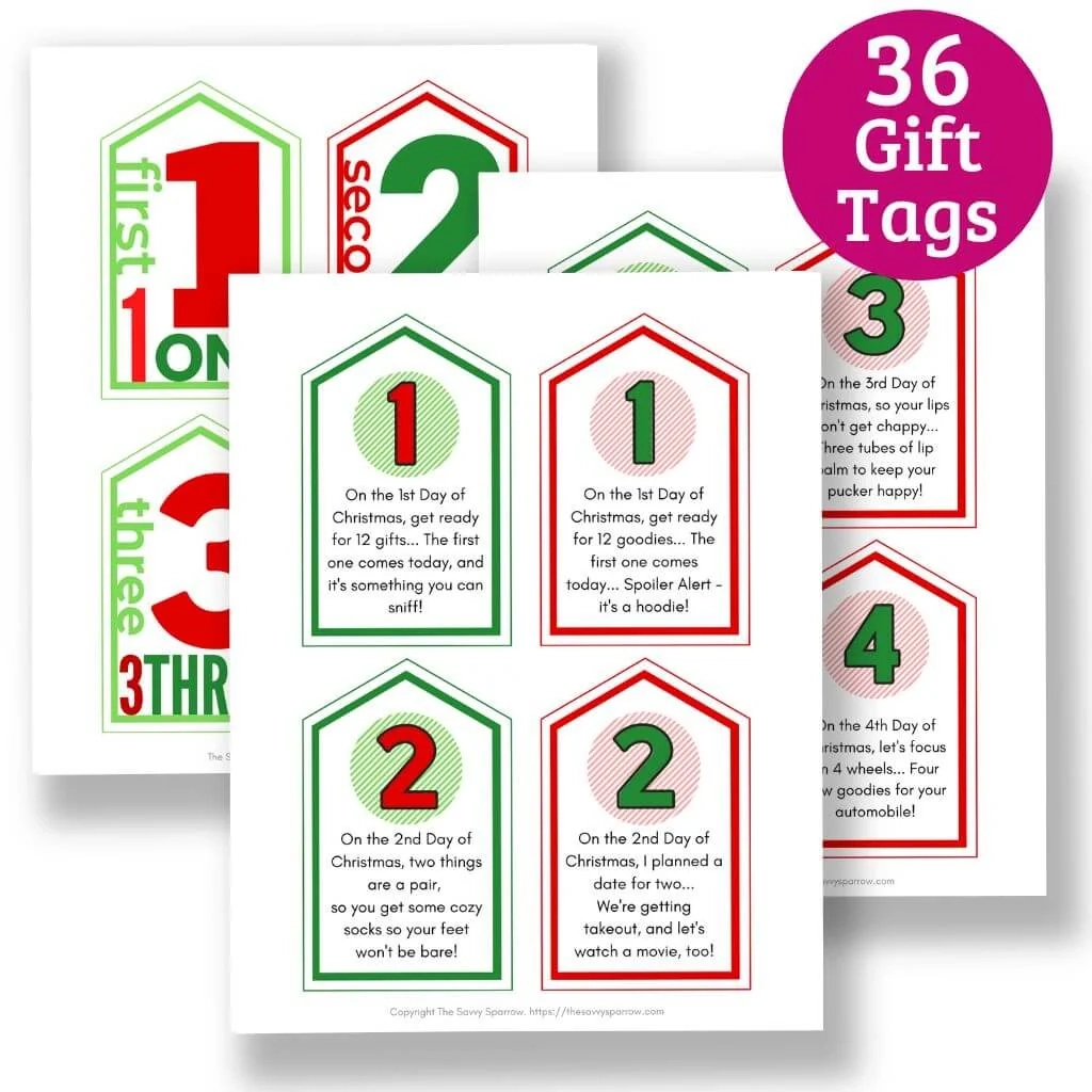 12 Days Of Christmas Gift Tags For Him