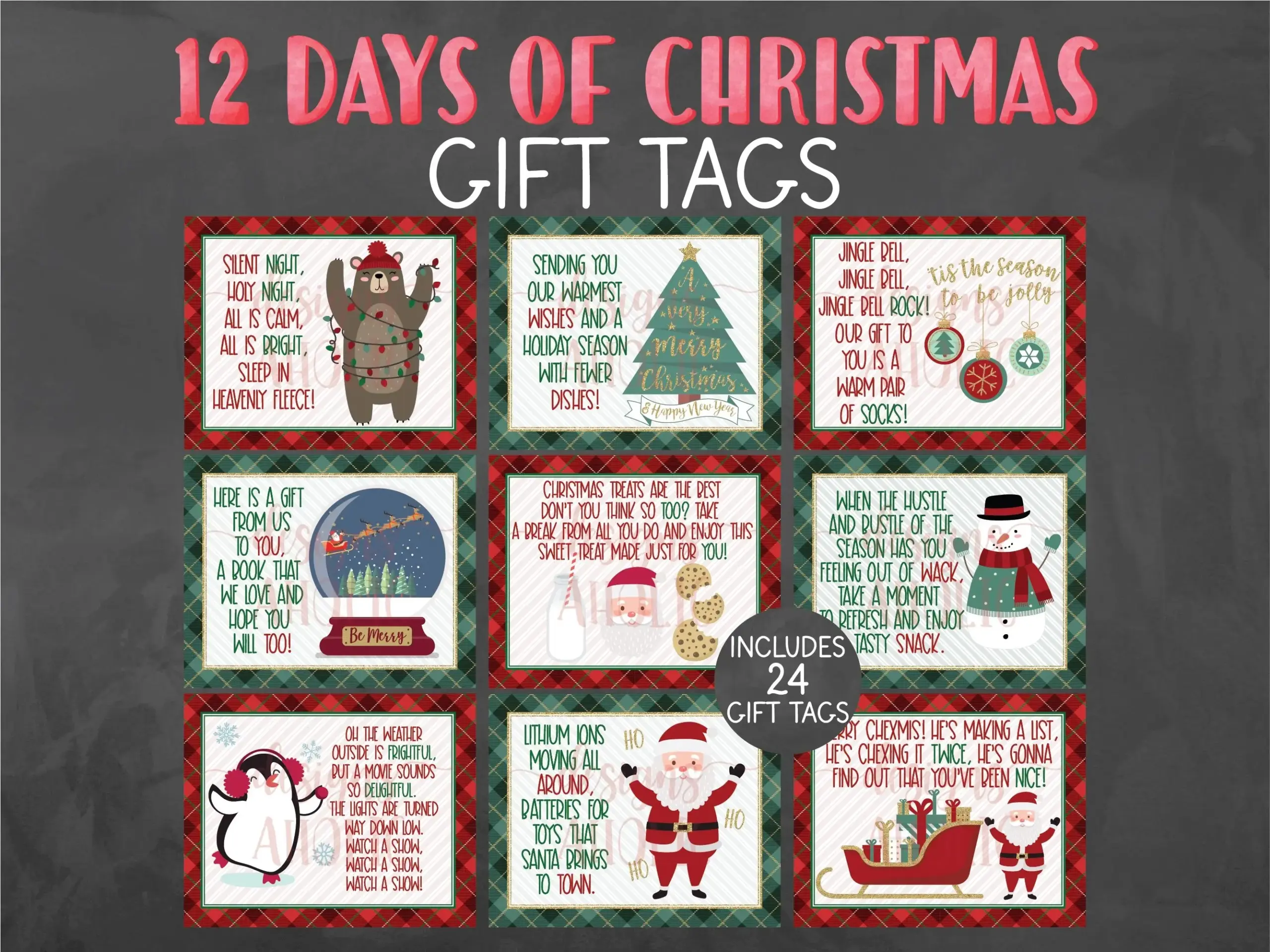 12 Days Of Christmas Gift Tags Printable