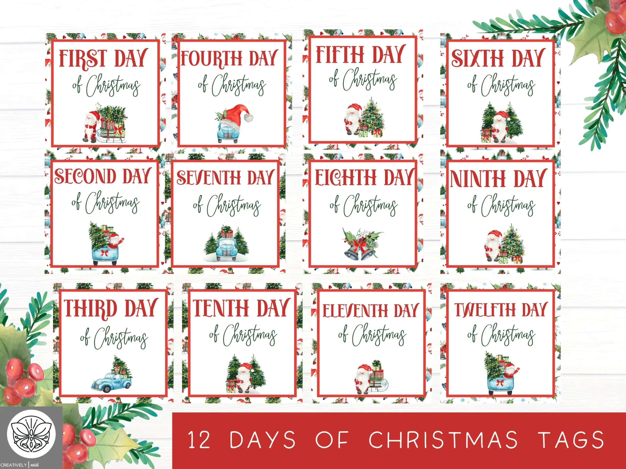 12 Days Of Christmas Tags Twelve Days Of