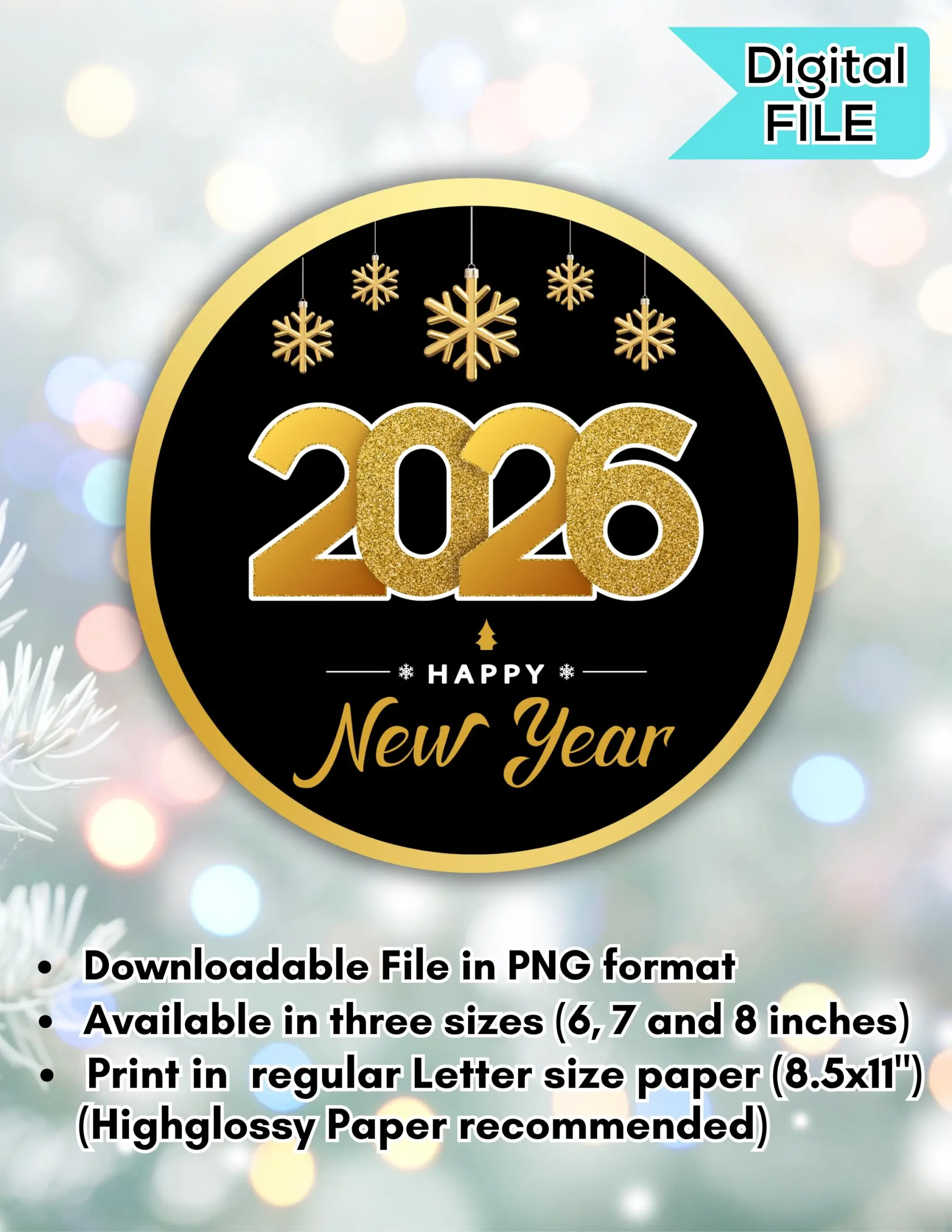 2026 New Year Cake Topper Printable