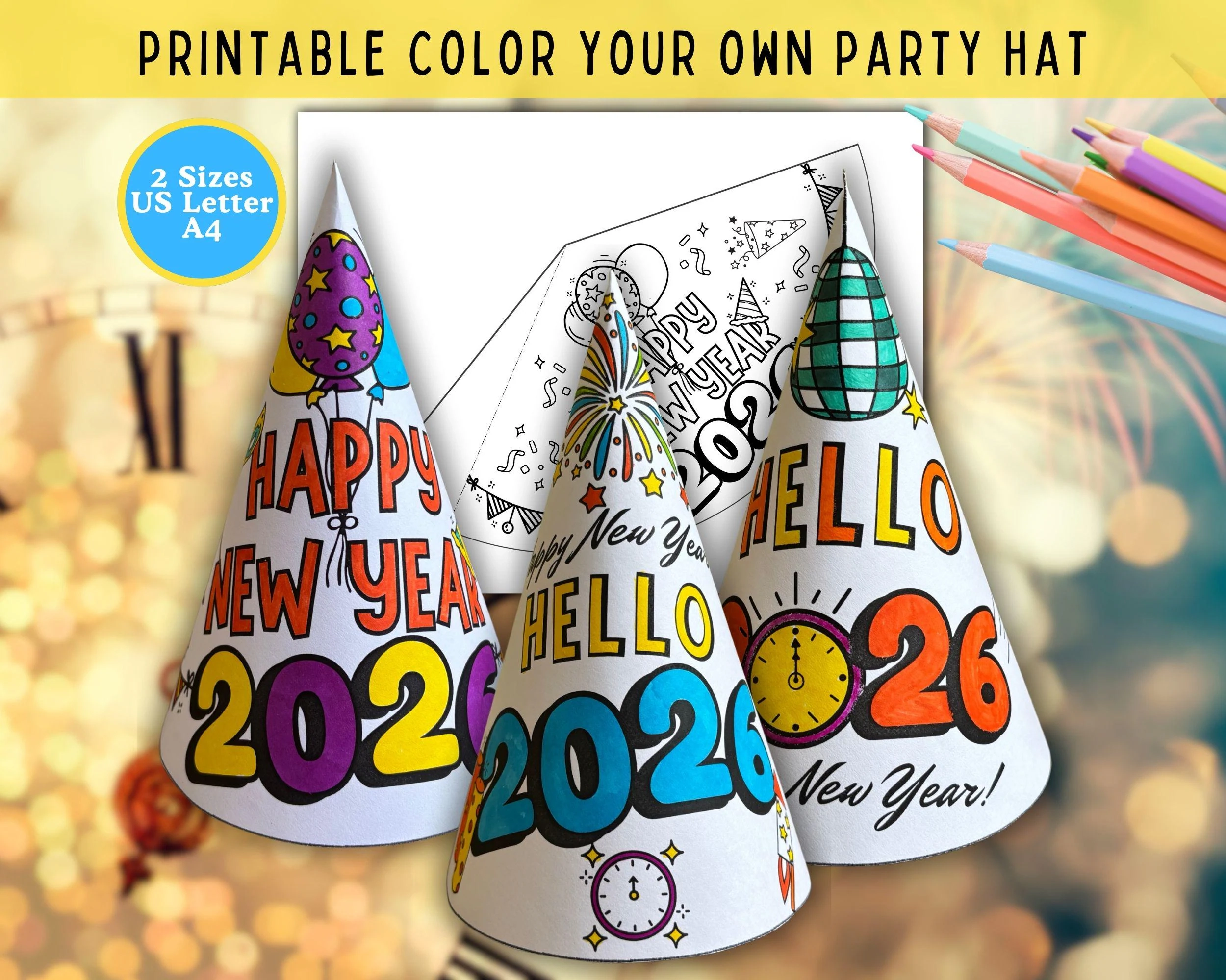 2026 New Year Party Hat Make Your Own
