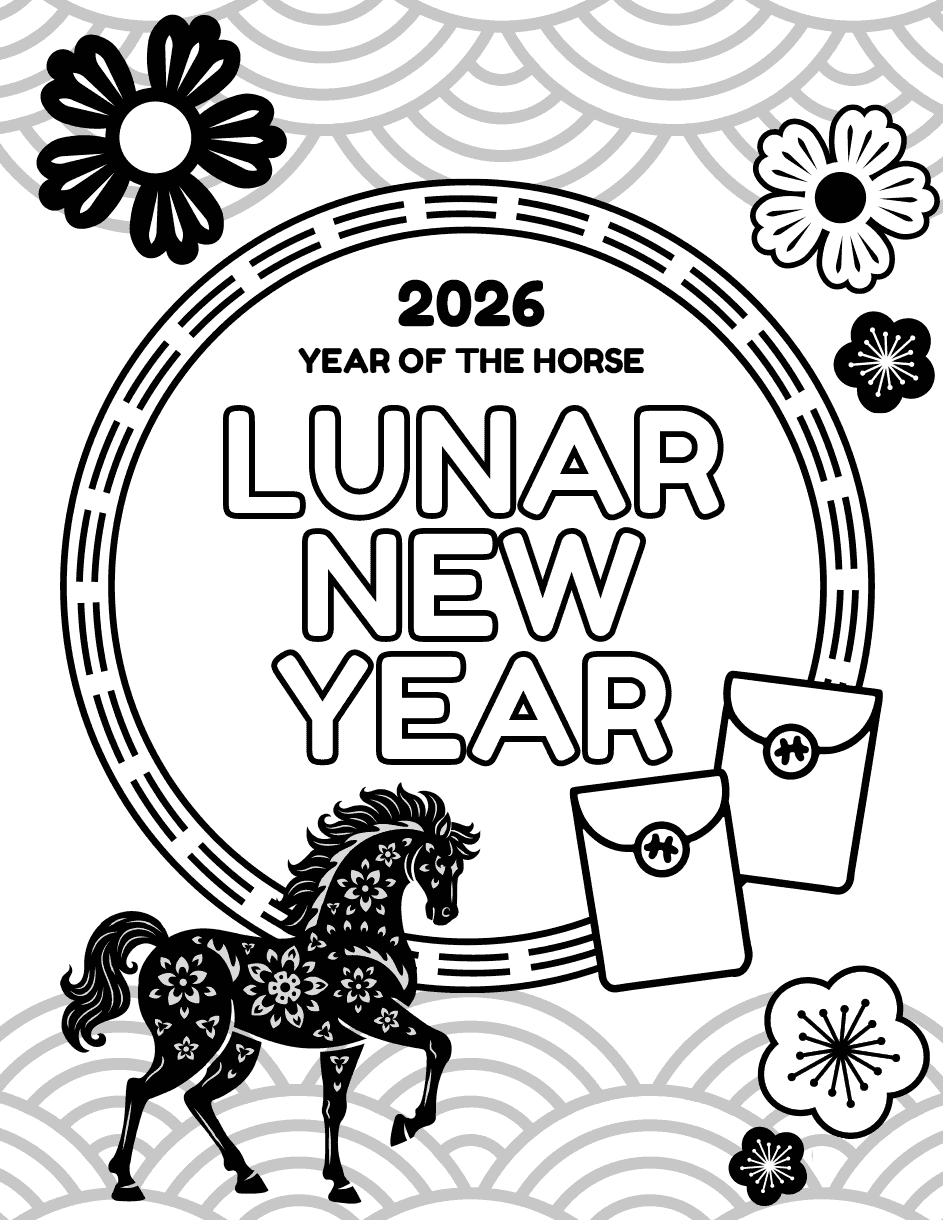 2026 Year Of The Horse Coloring Page 2026 Year Of The Horse Coloring Page