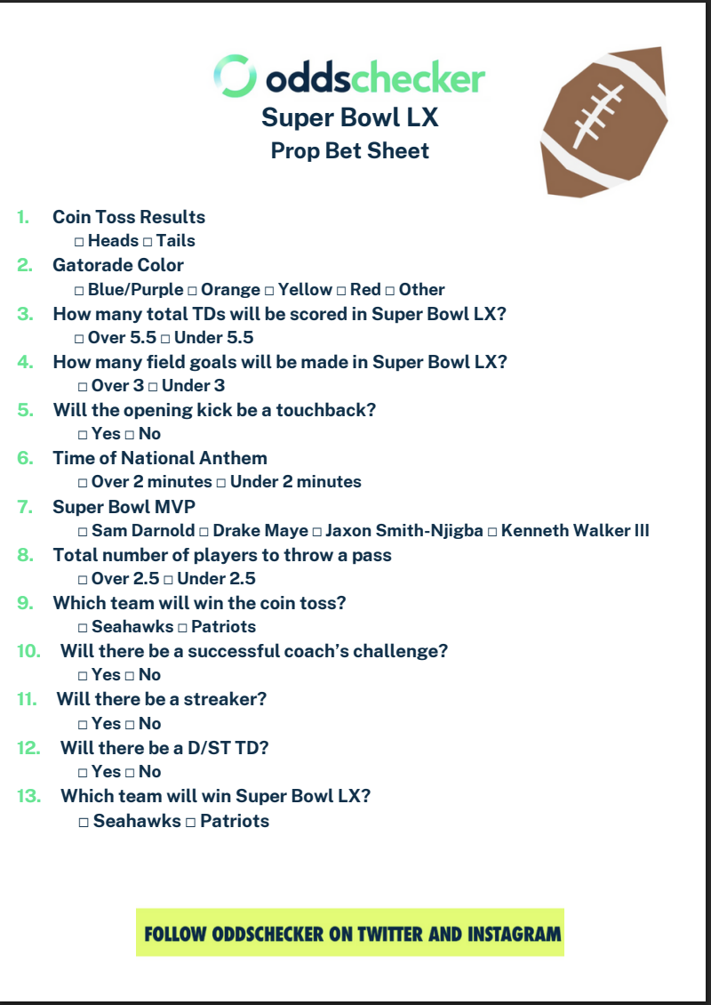 20260204 Super Bowl Prop Sheet The Best Printable Super Bowl Party Prop Sheet For 2026