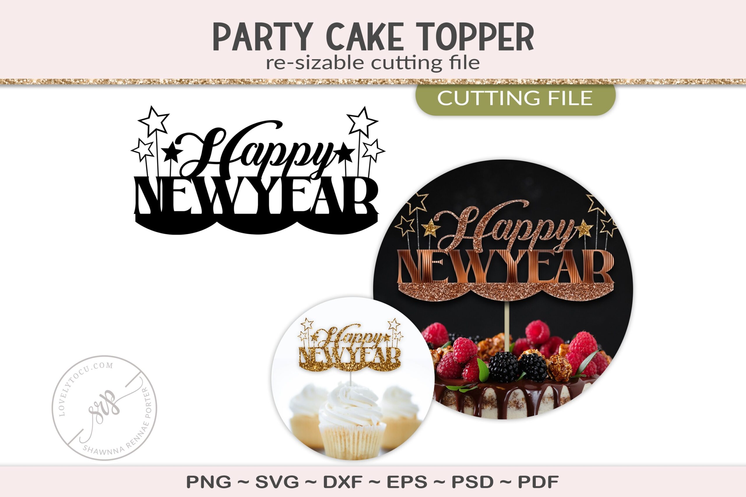 3586621 Happy New Year Svg Cake Topper Cut File Party Deco