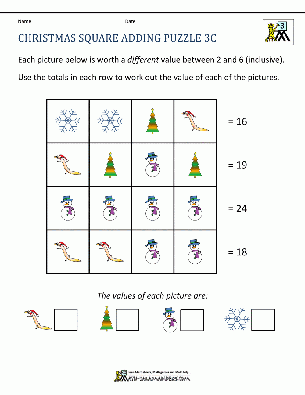 3rd Grade Christmas Math