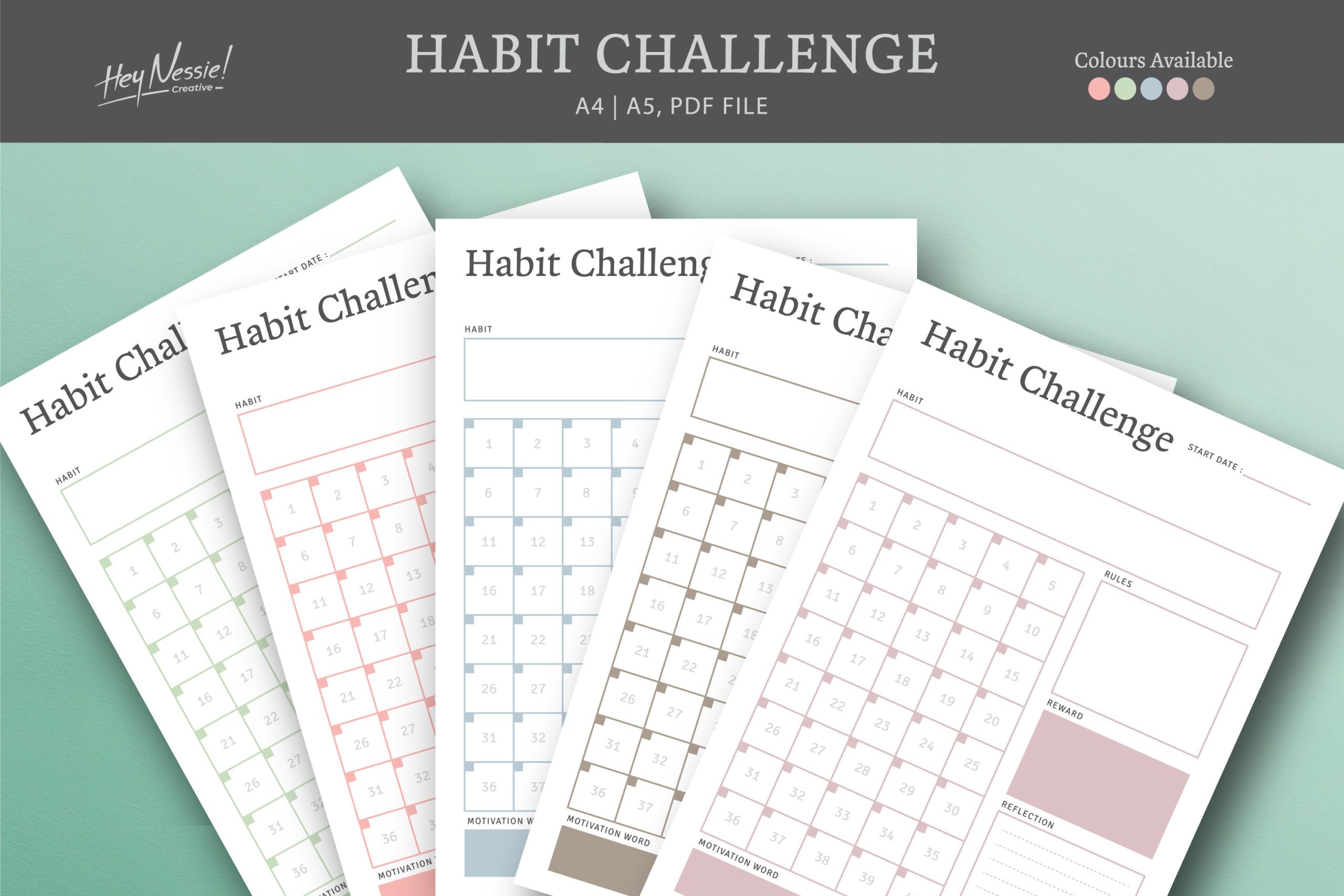 40 Day Habit Tracker Challenge Planner
