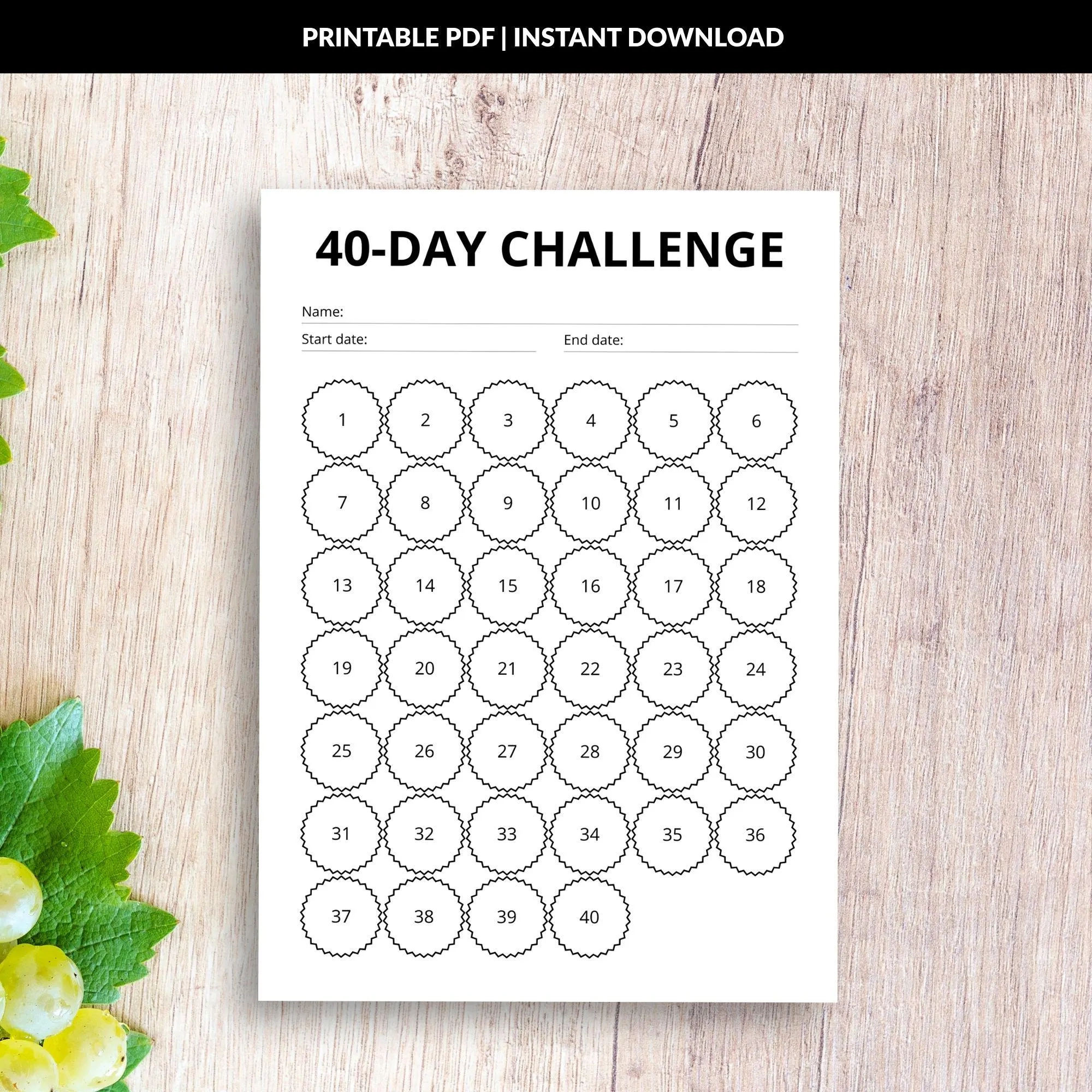 40 Day Habit Tracker Goal Setting