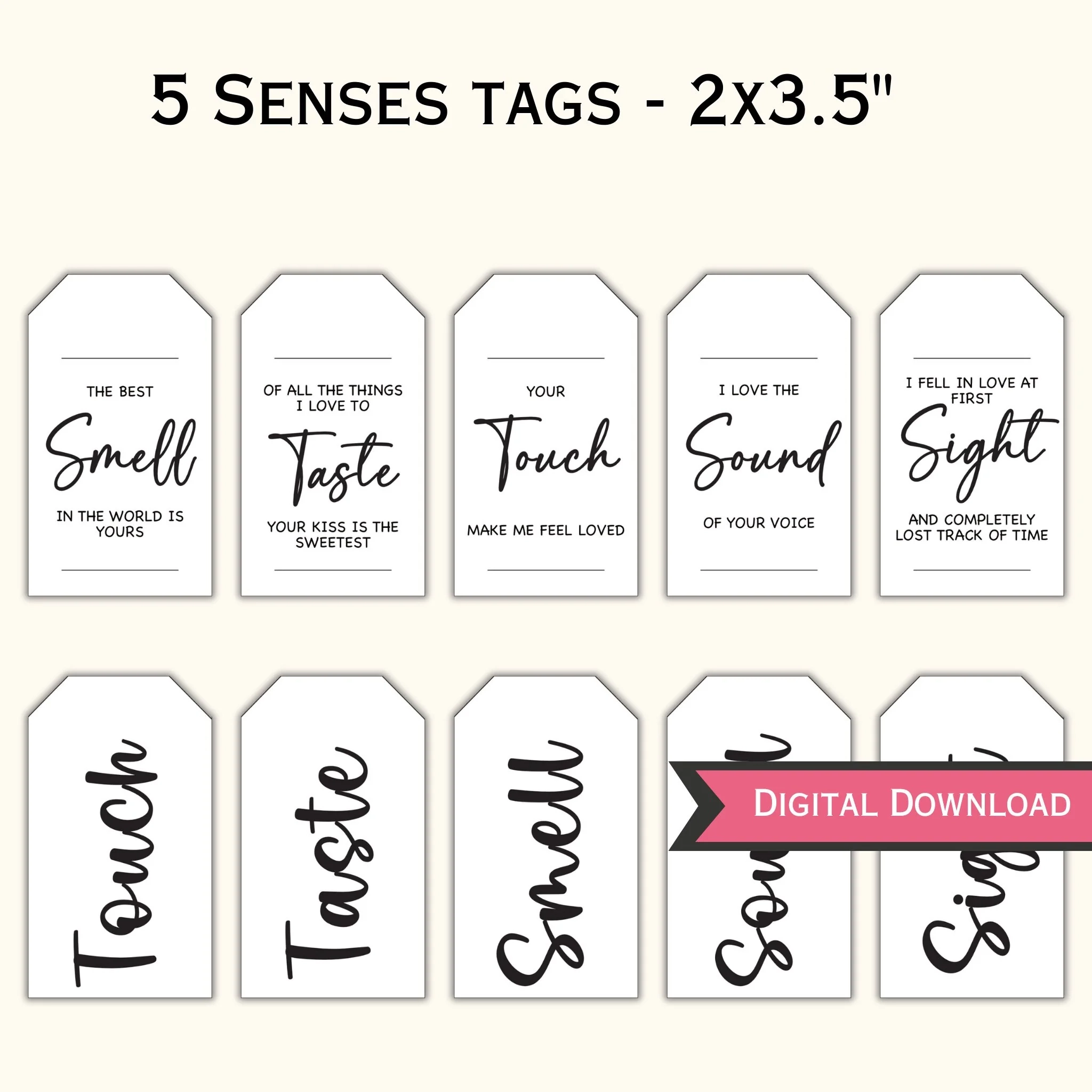 5 Senses Gift Tags Card 5 Senses Gift Tags Card
