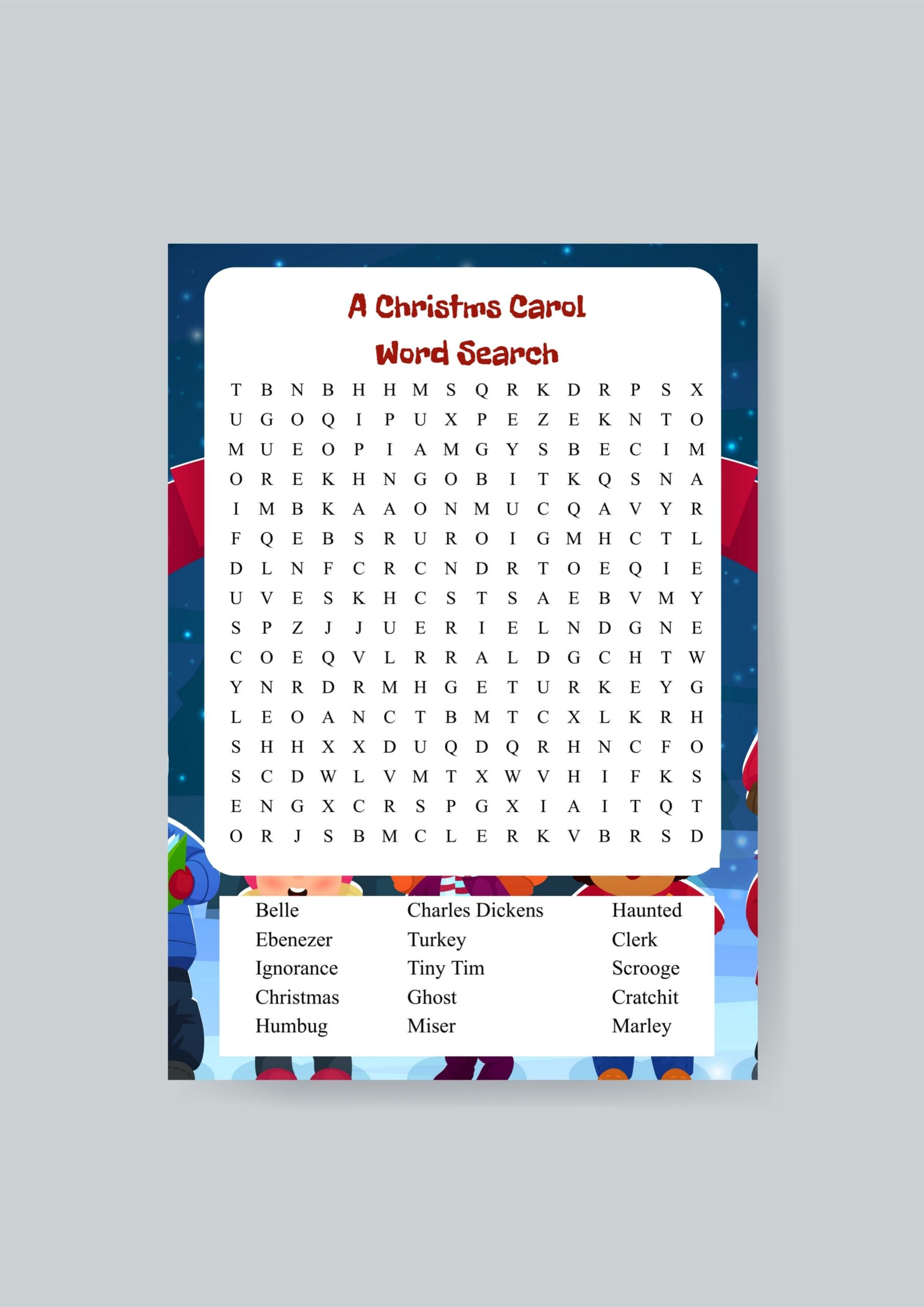 A Christmas Carol Word Search Printable A Christmas Carol Word Search Printable