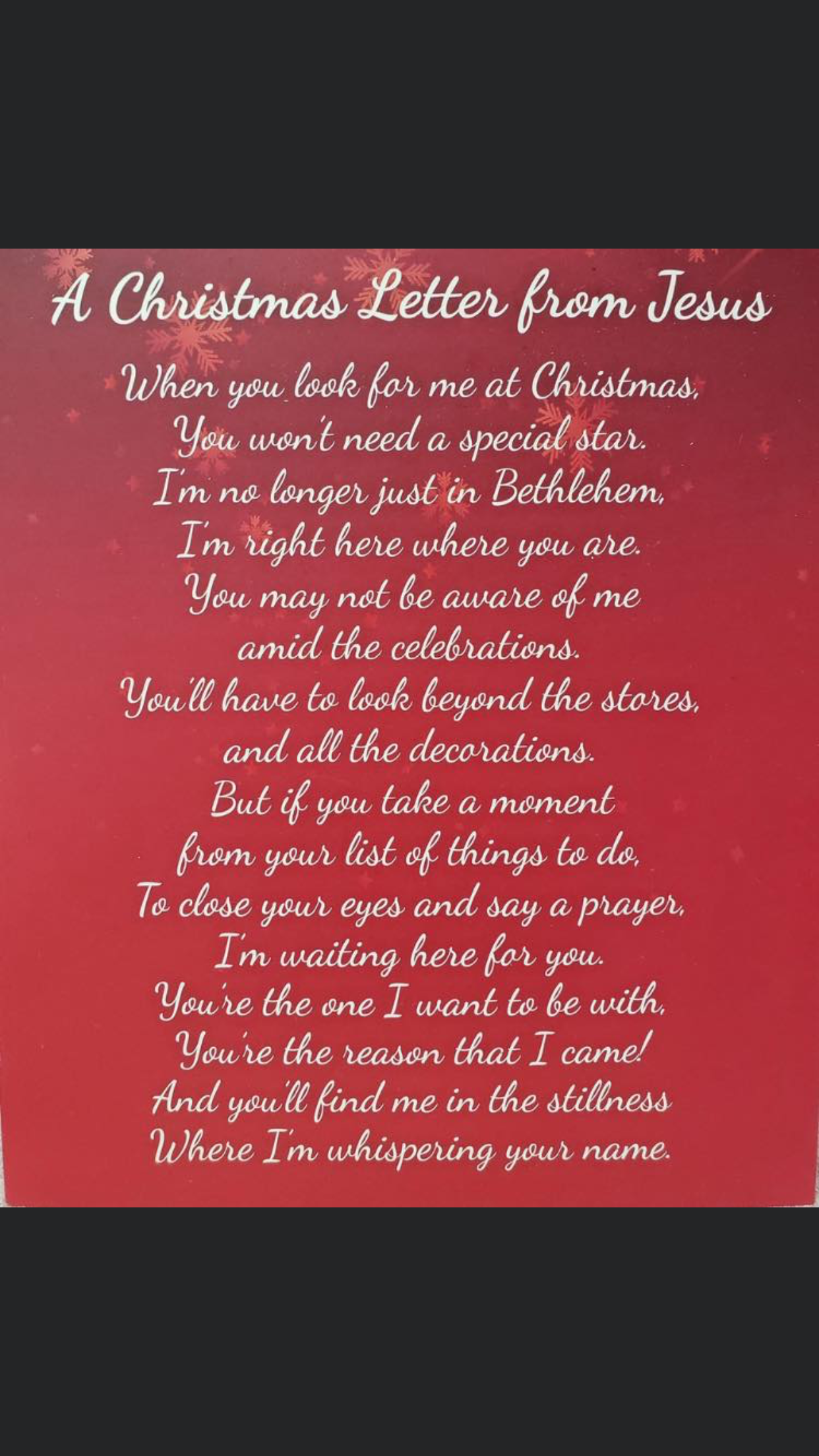 A Christmas Letter From Jesus