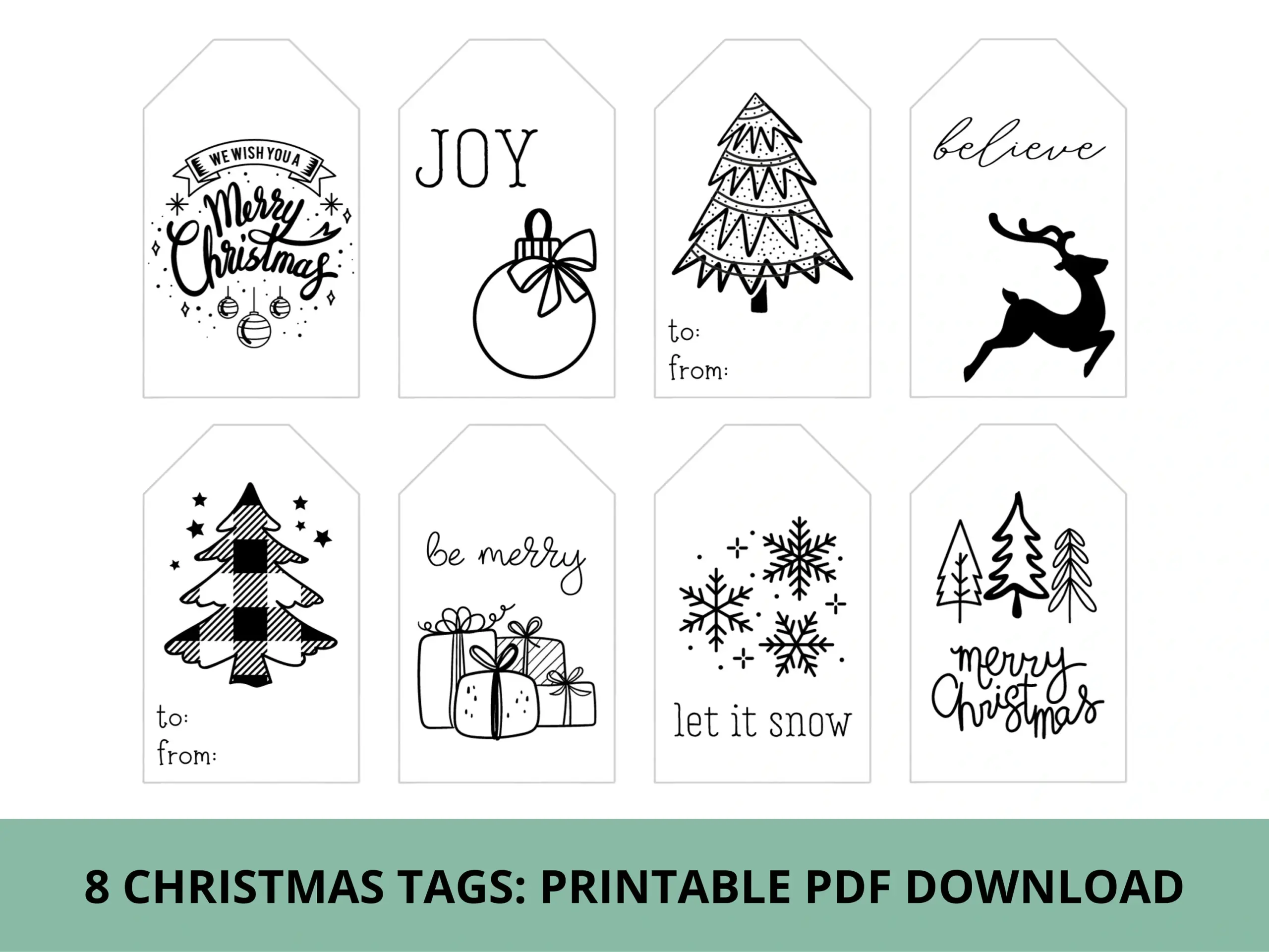 Black And White Christmas Gift Tags