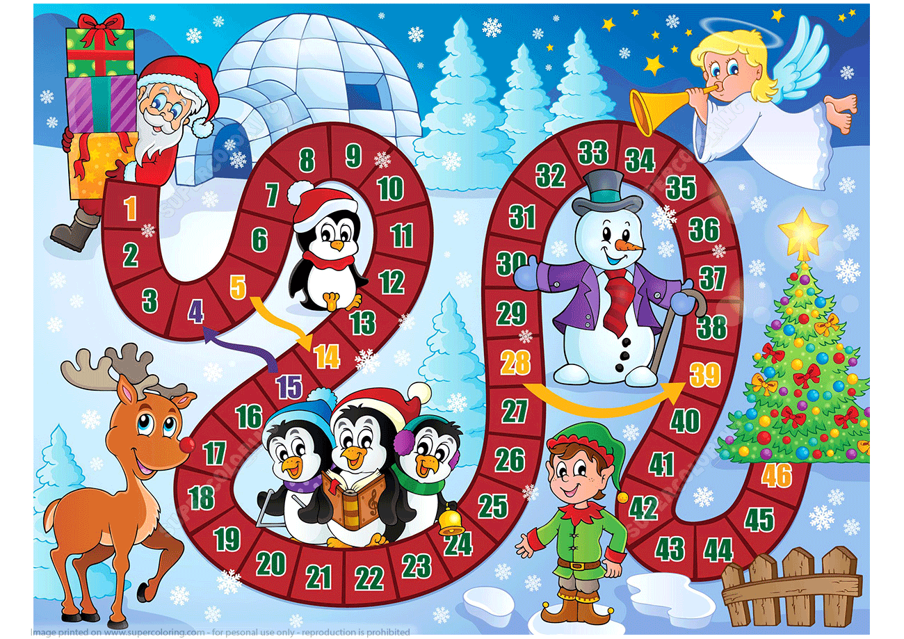 Board Game With Santa Claus And Christmas Tree Board Game With Santa Claus And Christmas Tree