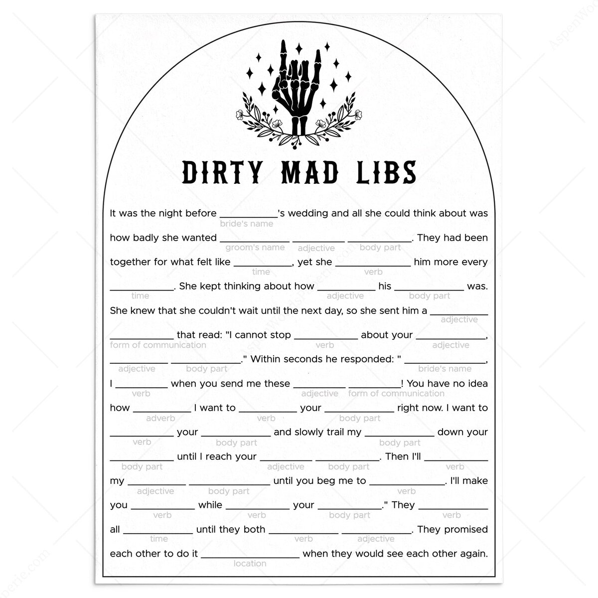 Bride Or Die Bachelorette Party Dirty Mad Libs Game Printable Bride Or Die Bachelorette Party Dirty Mad Libs Game Printable