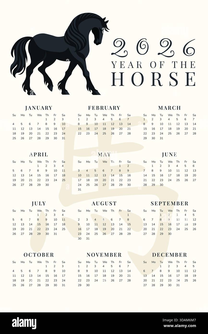 Calendar 2026 Year Of The Horse Zodiac Animal Chinese New Year Vertical Template Image712215959 Calendar 2026 Year Of The Horse Zodiac Animal Chinese New Year Vertical Template Image712215959